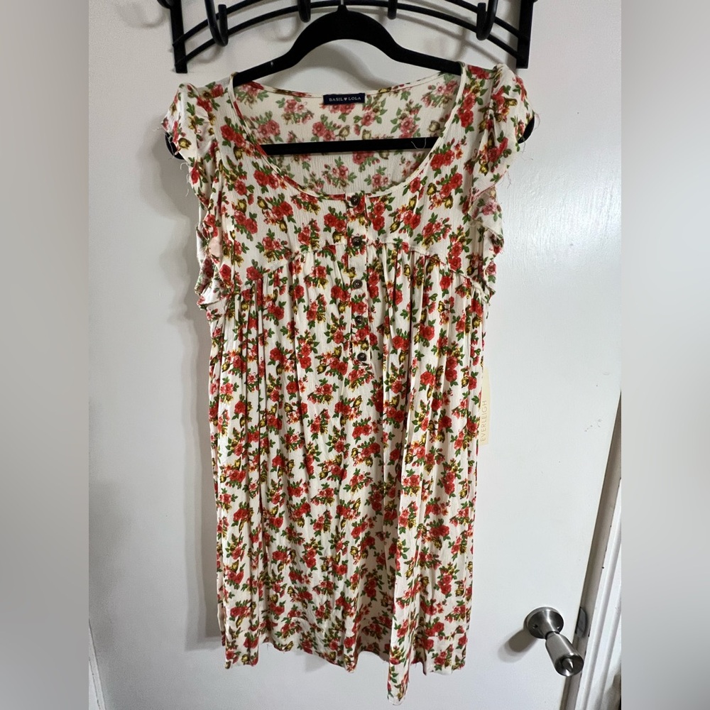 Floral Print Ruffle Sleeve Mini Dress
